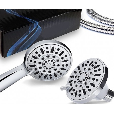 Mighty Rock Premium High Pressure 24-setting 3-Way Combo for The Best of Both Worlds – Enjoy Luxurious 5-setting Rain Shower Head and 5-Setting Hand Held Shower Separately or Together